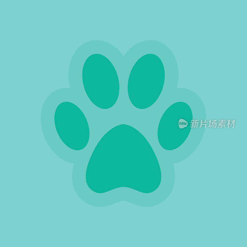 Dog Paw Icon Turquoise Background